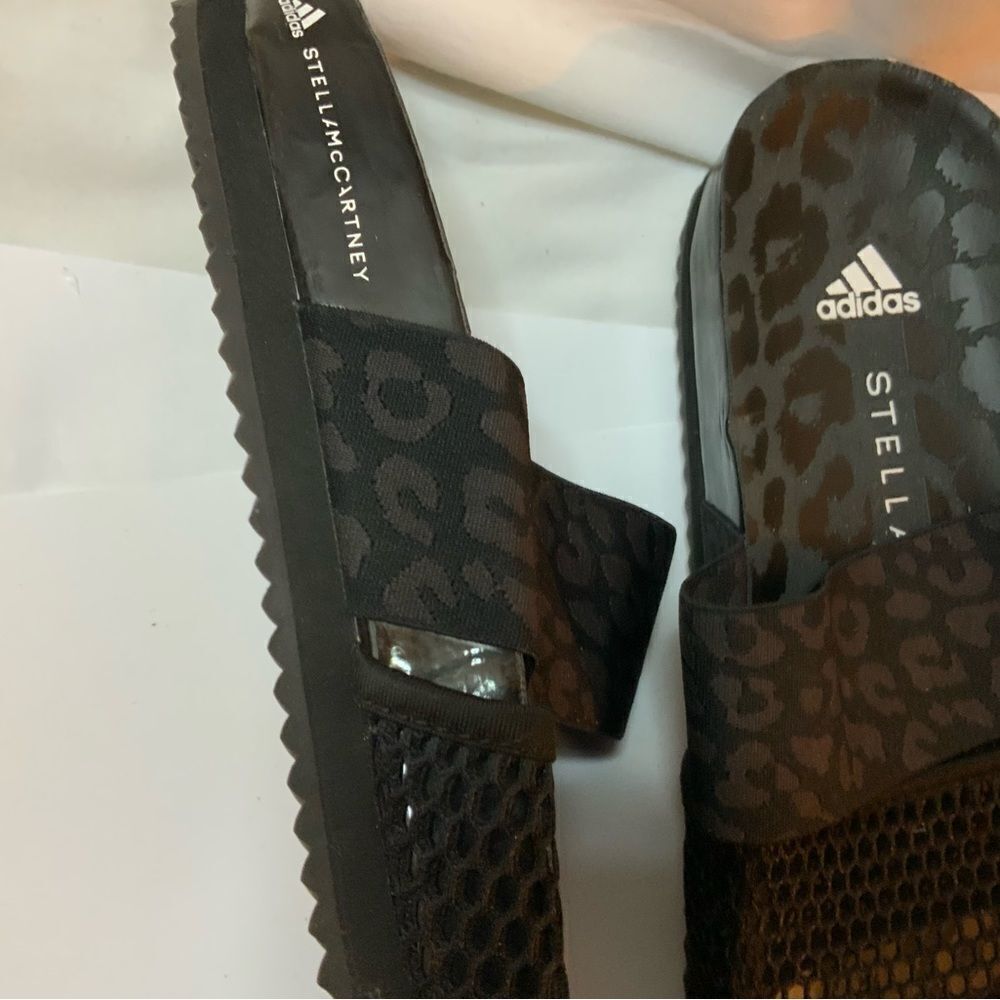 New adidas Stella-Lette Stella McCartney Slides Sandals Leopard Black Women's 8 - Picture 4 of 10
